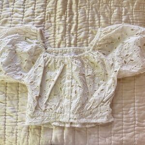 White Eyelet Puff Sleeve Top